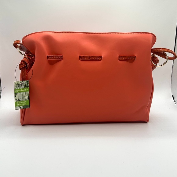 Badgley Mischka Solid/Snake Combo Chic coral  Bag with Gold Details - Picture 2 of 5